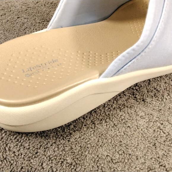 Bzees LifeStride Shoes Womens Size 9.5W Blue Sandals Slip on Comfort Wedge - Picture 7 of 13